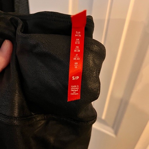SPANX Pants - Black Faux Leather leggings ( Spanx) small Petite
